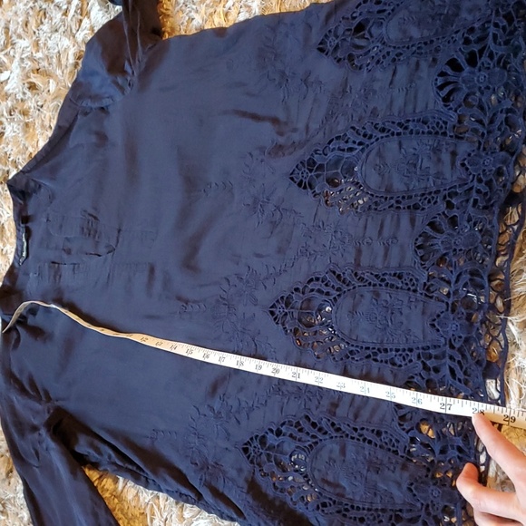 MASSIMO DUTTI navy embroidered top - Picture 9 of 14